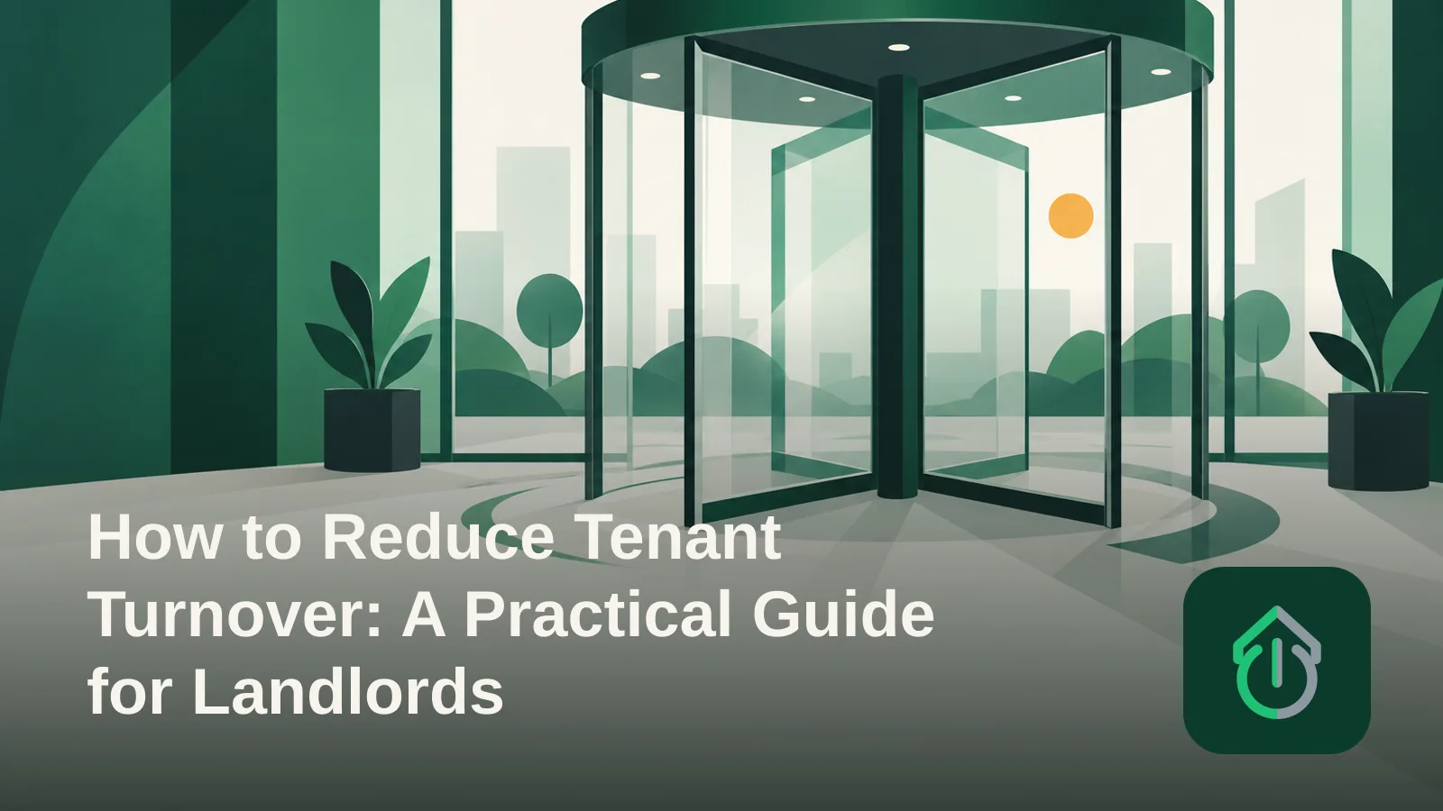 Abstract illustration of a revolving door representing the cycle of tenants moving in and out of a rental property.