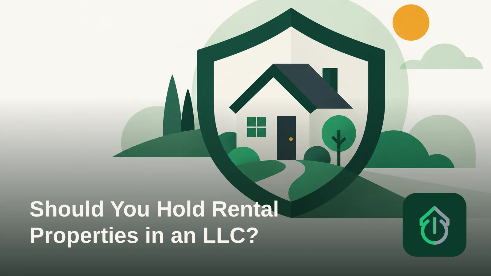 Abstract illustration of a small house shape nested inside a larger protective outline, representing an LLC's legal separation around a property.