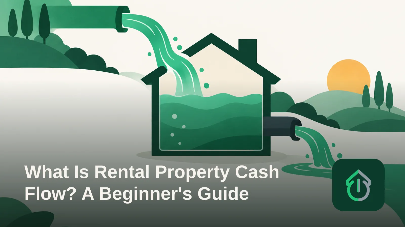 Abstract illustration of water flowing in and out of a house-shaped vessel symbolizing rental income and expenses.0
